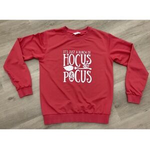 Hocus Pocus Graphic Sweatshirt Womens Large Coral Crewneck Pullover